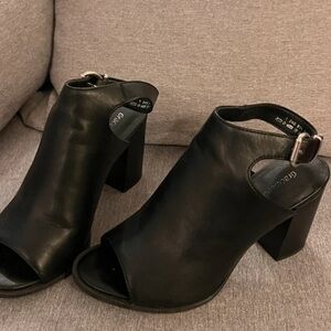 Grace Black Open-Toe Heeled Boots